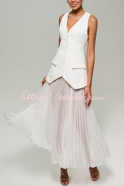 Modern Day Chiffon Pleated High Rise A-line Midi Skirt
